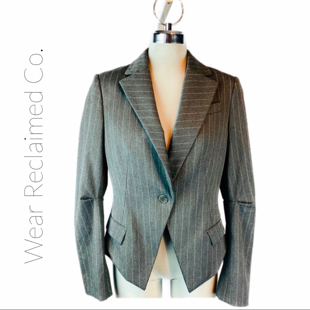 BCBG Mariah Stretch Heather Gray Striped Blazer